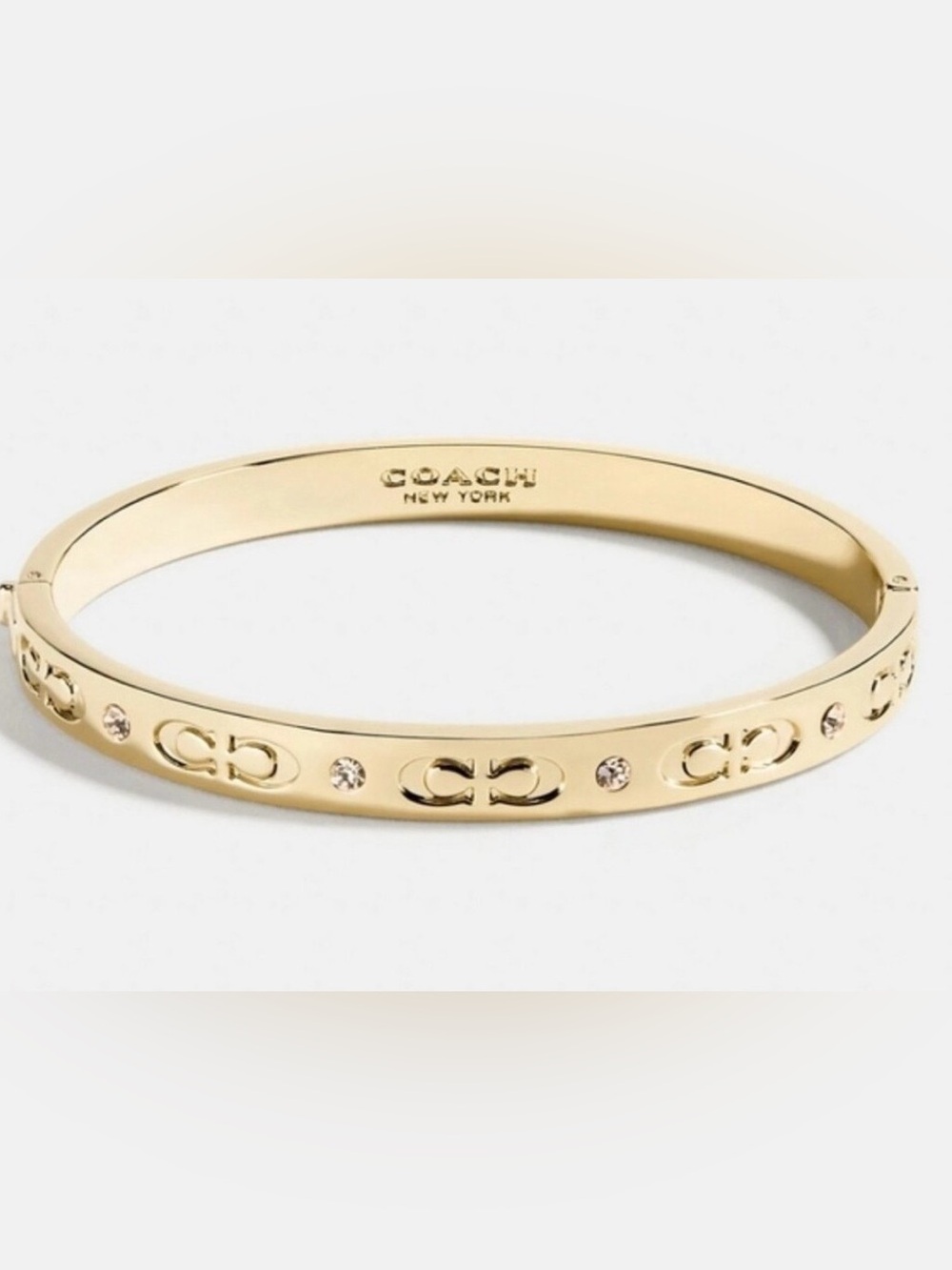 Coach Gold C Logo Crystal Accent Bangle Bracelet
